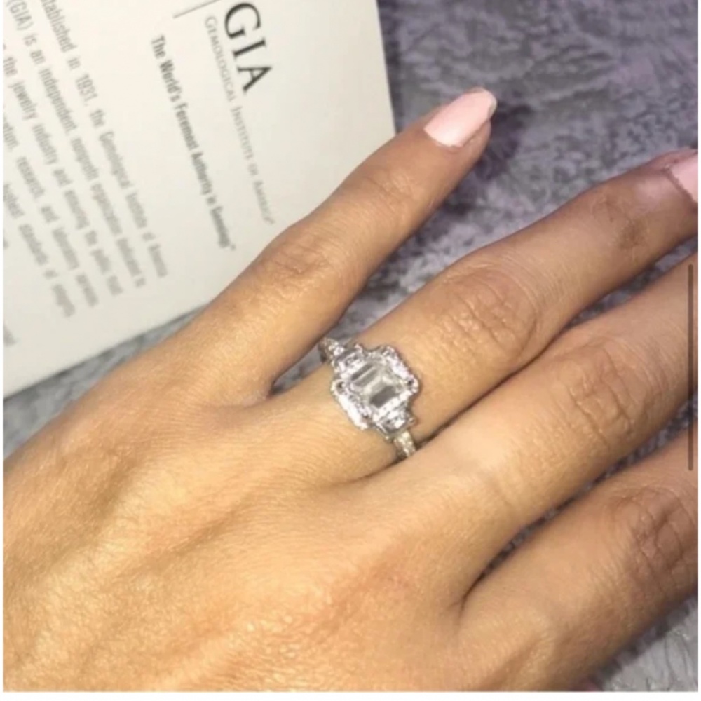 🪞 TACORI Diamond Engagement wedding Emerald Cut 18k Gold Ring